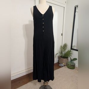 Linen Chic Black Sleeveless Jumpsuit